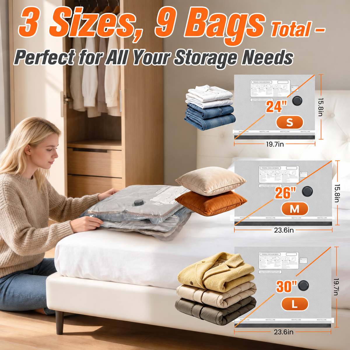 Travel Vacuum Storage Bags with Rechargeable Pump