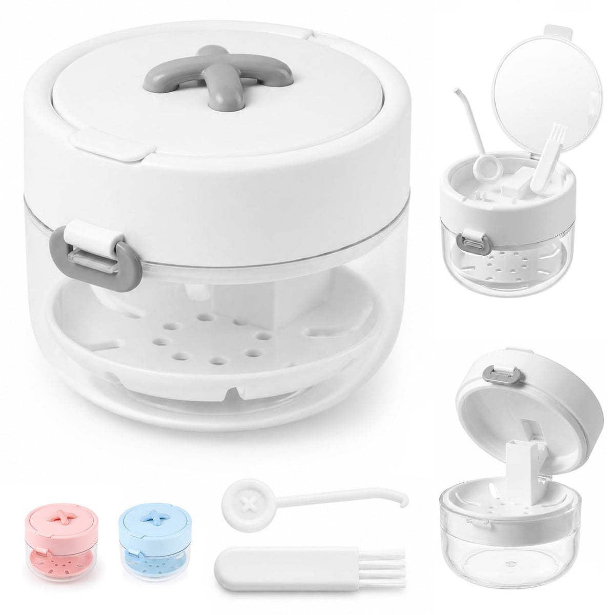 Retainer Cleaner Case Box,Storage Soak Container with Drain Tray for Travel Cleaning with Mirror and Brush