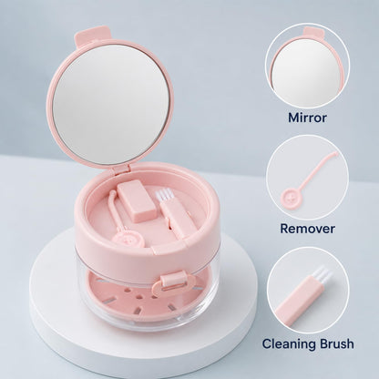 Retainer Cleaner Case Box,Storage Soak Container with Drain Tray for Travel Cleaning with Mirror and Brush