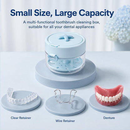 Retainer Cleaner Case Box,Storage Soak Container with Drain Tray for Travel Cleaning with Mirror and Brush