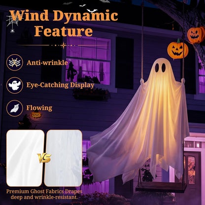 5FT Hanging Ghost Swing with Lights & Remote