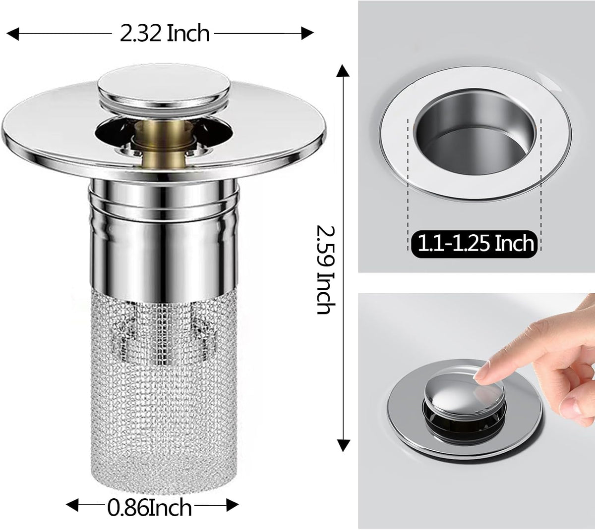 Stainless Steel Modern Rustproof Mesh Tub Drain Stopper