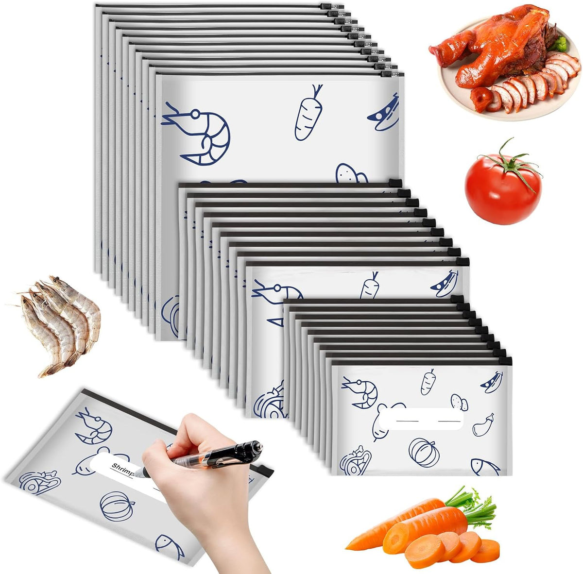 30 Reusable Aluminum Foil Sealable Storage Bags