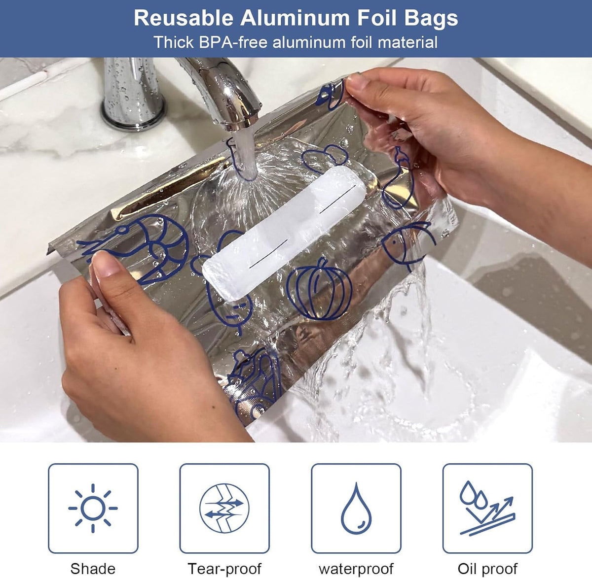 30 Reusable Aluminum Foil Sealable Storage Bags