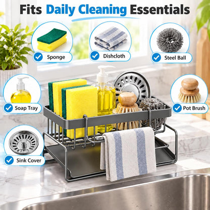 Self-Draining Sink Caddy with Towel Bar