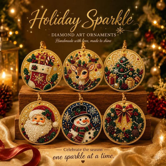 6PCS Christmas Ornaments DIY Pearl Diamond Art Kits for Adults